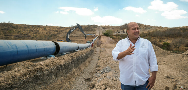 Jalisco Governor Enrique Alfaro Ramirez tours aqueduct progress