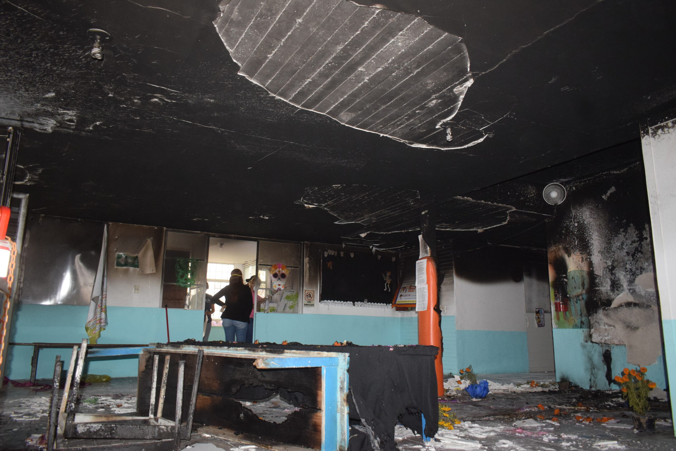 Manuel López Cotilla Kindergarten in Chapala damaged by fire