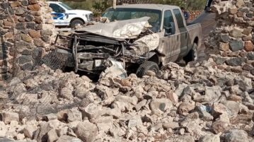 Truck crashes into wall