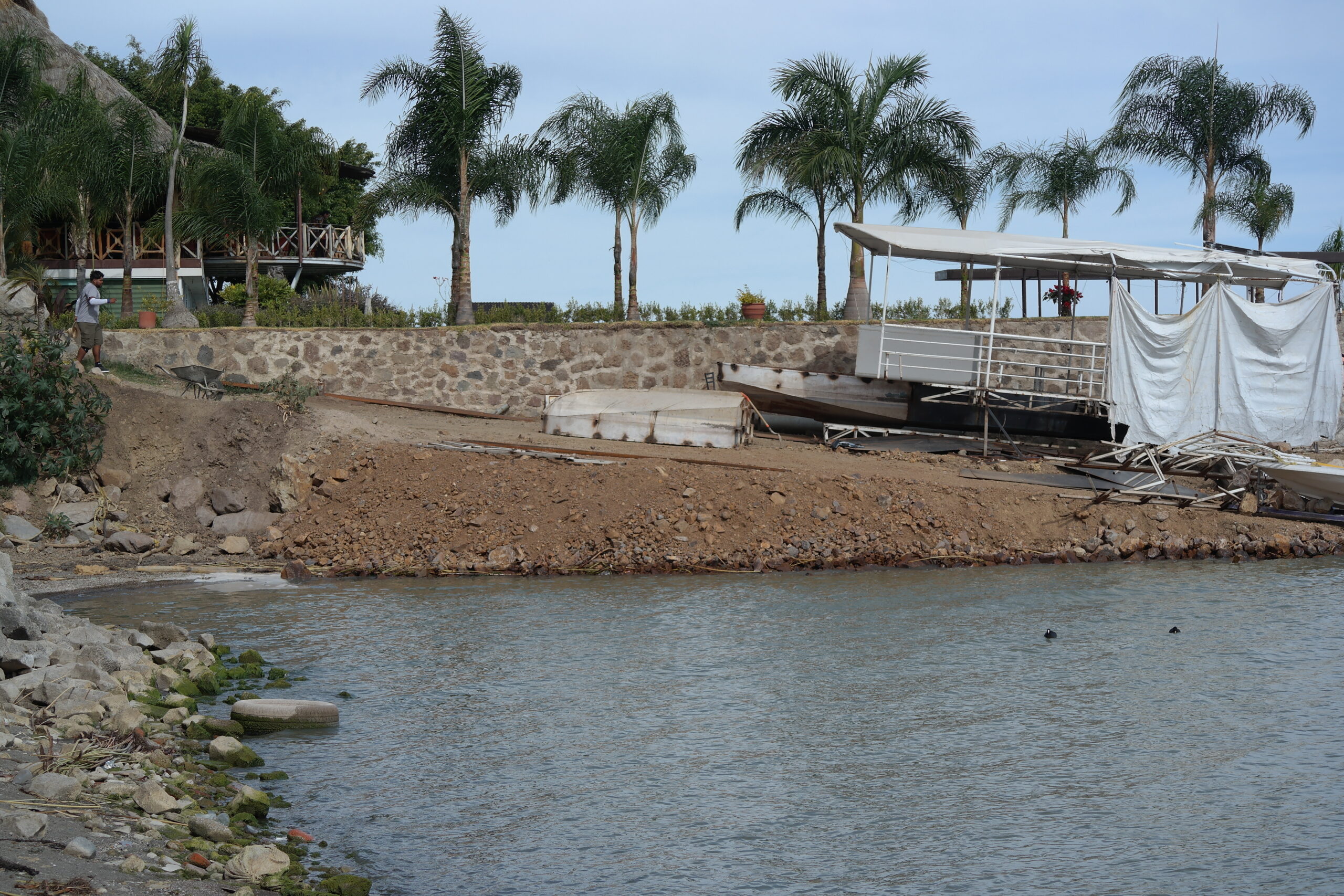 Filling the lake by Jocotepec restaurant for boat dock continues