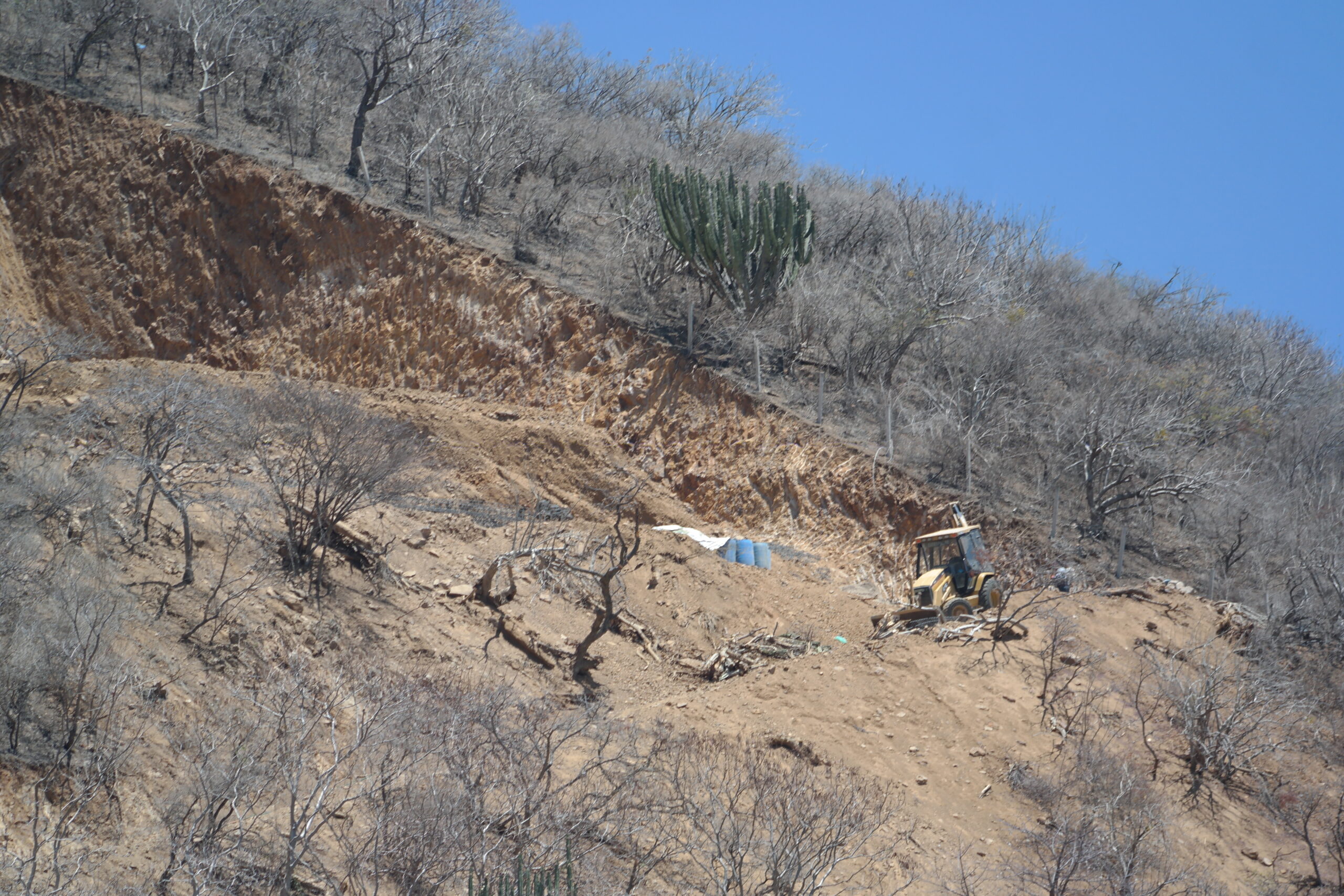 Backhoe scars hill at Piedra Barrenada supposedly to clear a hiking trail