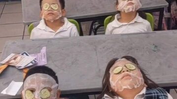 Teacher’s creative heat relief: Students enjoy cucumber face masks