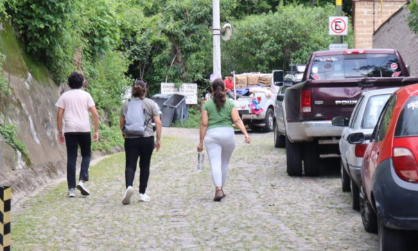 Indigenous community members protest parking fines near the Tepalo