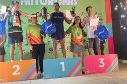 Three Chapala athletes on the winners’ podium in the Carrera de las Antorchas