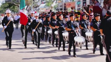 Fire Trucks, bands school ad Charros in Chapala’s Independence Day parade