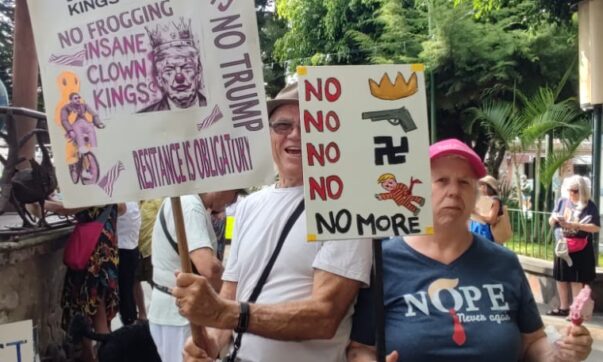 “No Kings, No Tyrants” echoes in the Ajijic Plaza Saturday