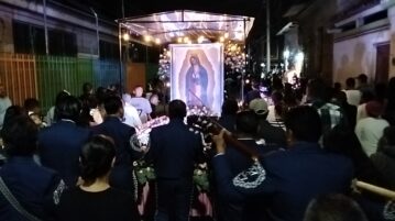 Faithful filled streets alongside the Virgin of Guadalupe