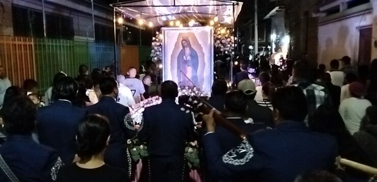 Faithful filled streets alongside the Virgin of Guadalupe