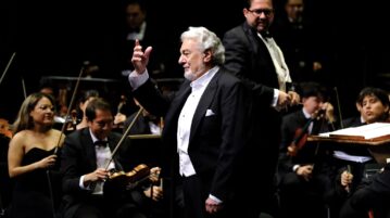 Tenor Plácido Domingo during his concert in Guadalajara.