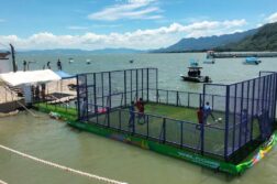 The Jalisco State Government paid for the floating soccer field in Chapala