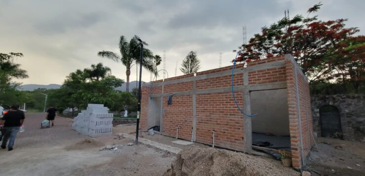 New San Antonio Tlayacapan malecón bathrooms 80% complete